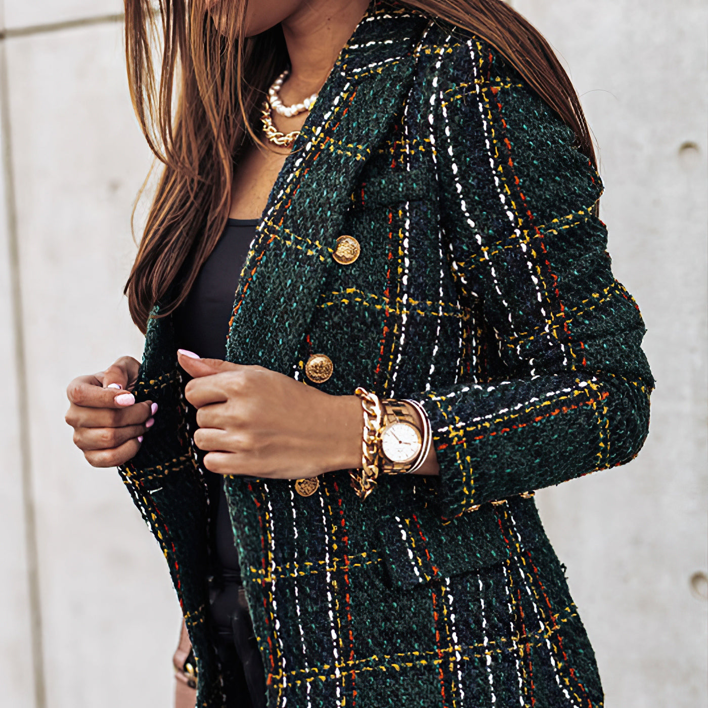 Damen Eleganter Hochwertiger Blazer mit Praktischen Taschen und Stilvollen Knöpfen