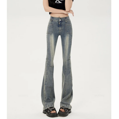 Lässige Slim-Fit-Schlagjeans mit Hohem Bund für Damen | Perfekt für alle Jahreszeiten