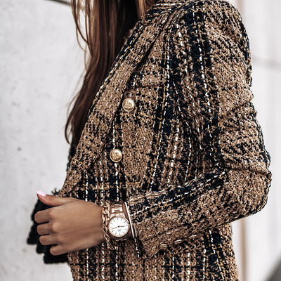 Damen Eleganter Hochwertiger Blazer mit Praktischen Taschen und Stilvollen Knöpfen