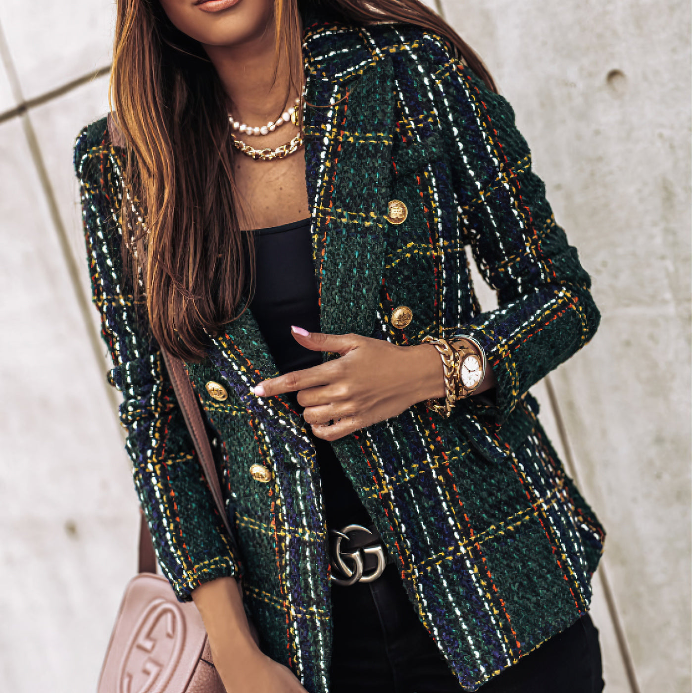 Damen Eleganter Hochwertiger Blazer mit Praktischen Taschen und Stilvollen Knöpfen