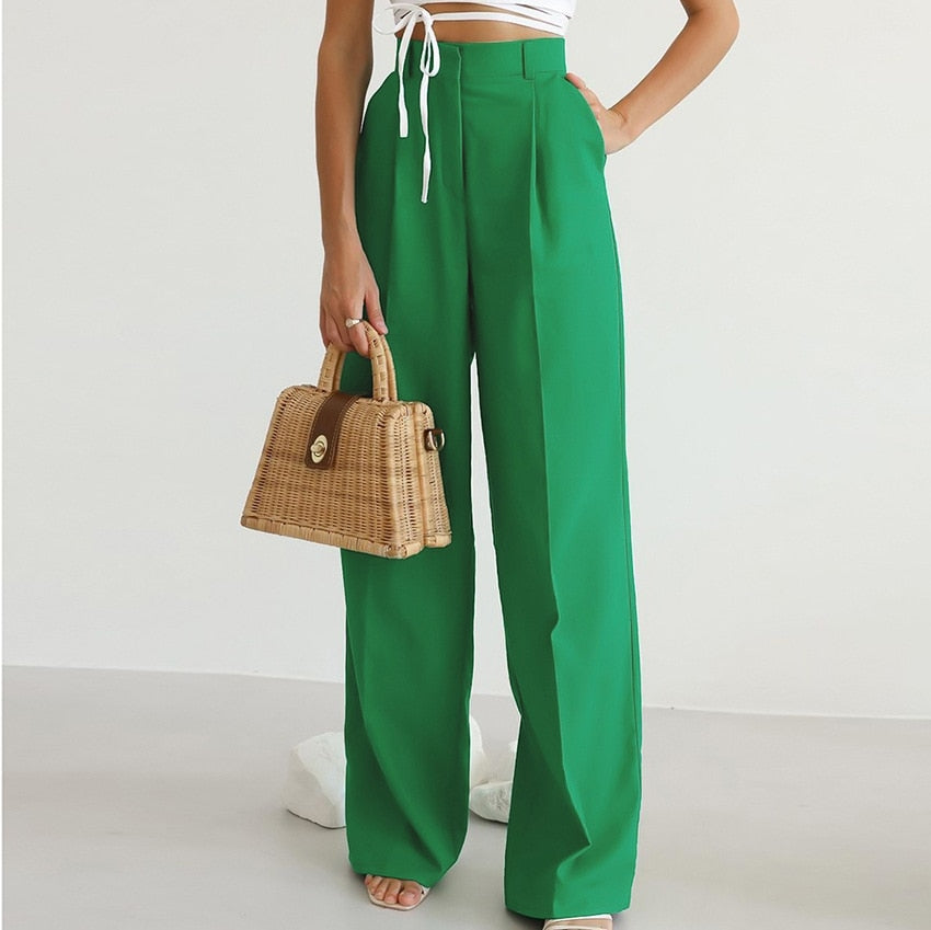 Elegante High-Waist-Hose Mit Weitem Bein Für Damen |  Perfekt für lässige Tage