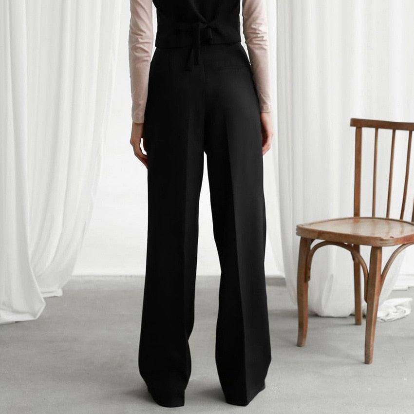 Elegante High-Waist-Hose Mit Weitem Bein Für Damen |  Perfekt für lässige Tage